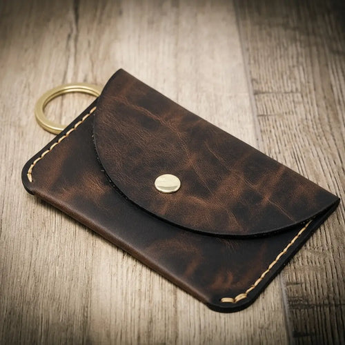 The Richmond Leather Keychain Wallet in Walnut Brown