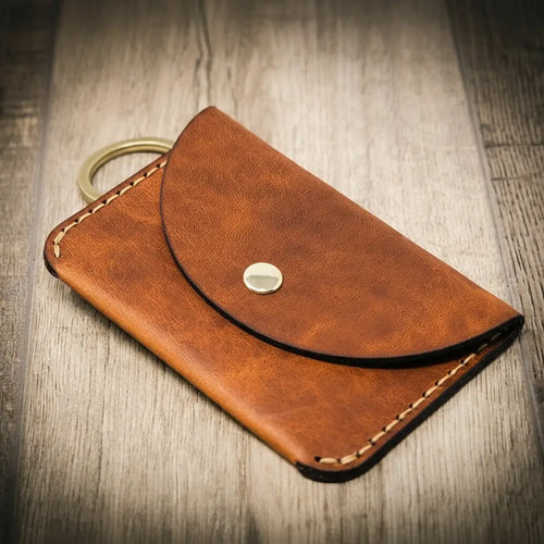 The Richmond Leather Keychain Wallet in Chestnut Brown