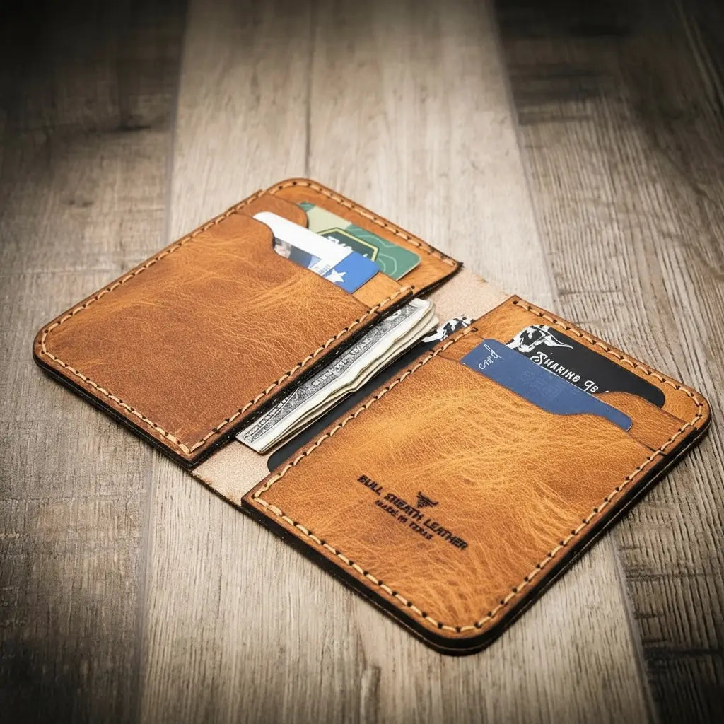The Tyler Vertical Wallet - Saddle Tan