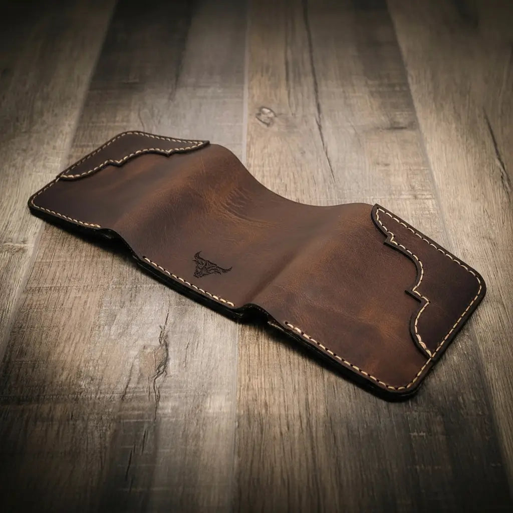 Western Trifold Wallet - Walnut Brown