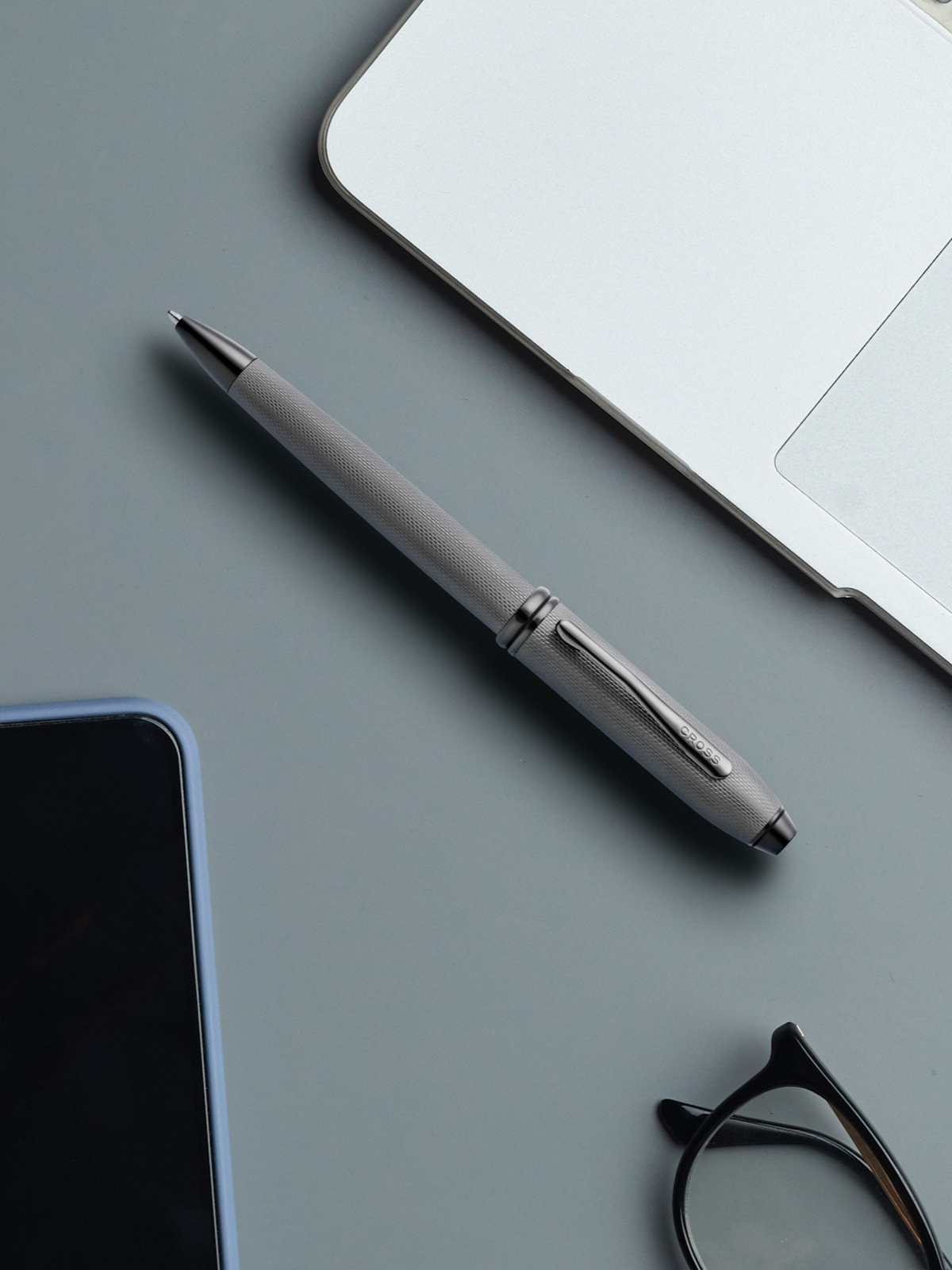 Townsend® Polished Slate Gray Engraved Diamond Pattern with Slate Gray PVD Appointments Ballpoint Pen