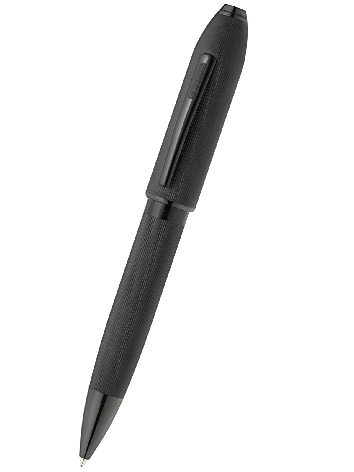 Peerless™ Polished Black PVD Engraved Diamond Pattern with Black PVD Appointments and Swarovski Crystal Ballpoint Pen
