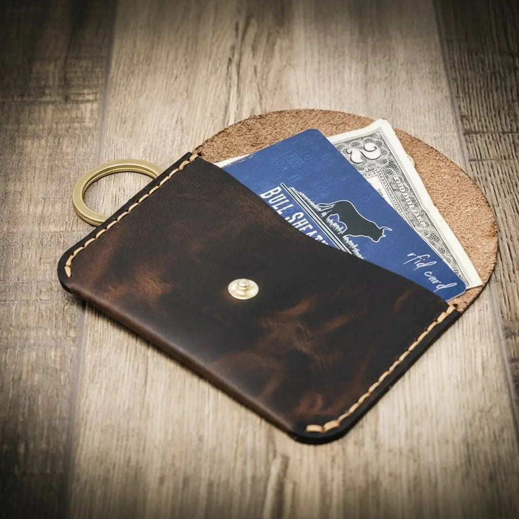 The Richmond Leather Keychain Wallet in Walnut Brown
