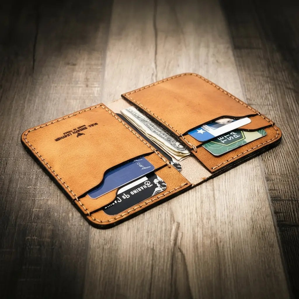 Western Vertical Wallet - Saddle Tan