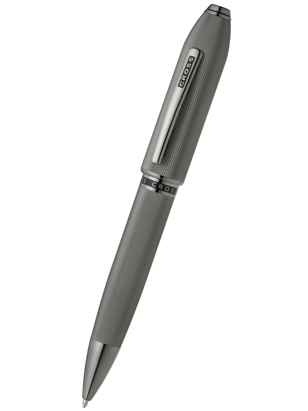 Peerless™ Polished Slate Gray Engraved Diamond Pattern with Slate Gray PVD Appointments and Swarovski Crystal Ballpoint Pen