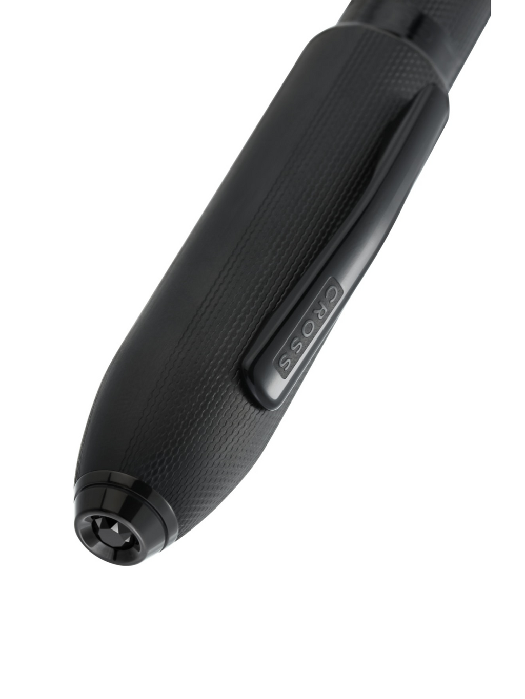Peerless™ Polished Black PVD Engraved Diamond Pattern with Black PVD Appointments and Swarovski Crystal Ballpoint Pen