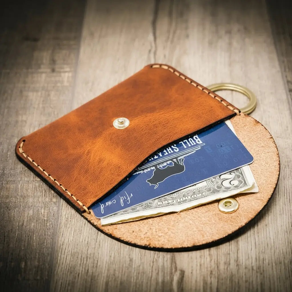 The Richmond Leather Keychain Wallet in Chestnut Brown