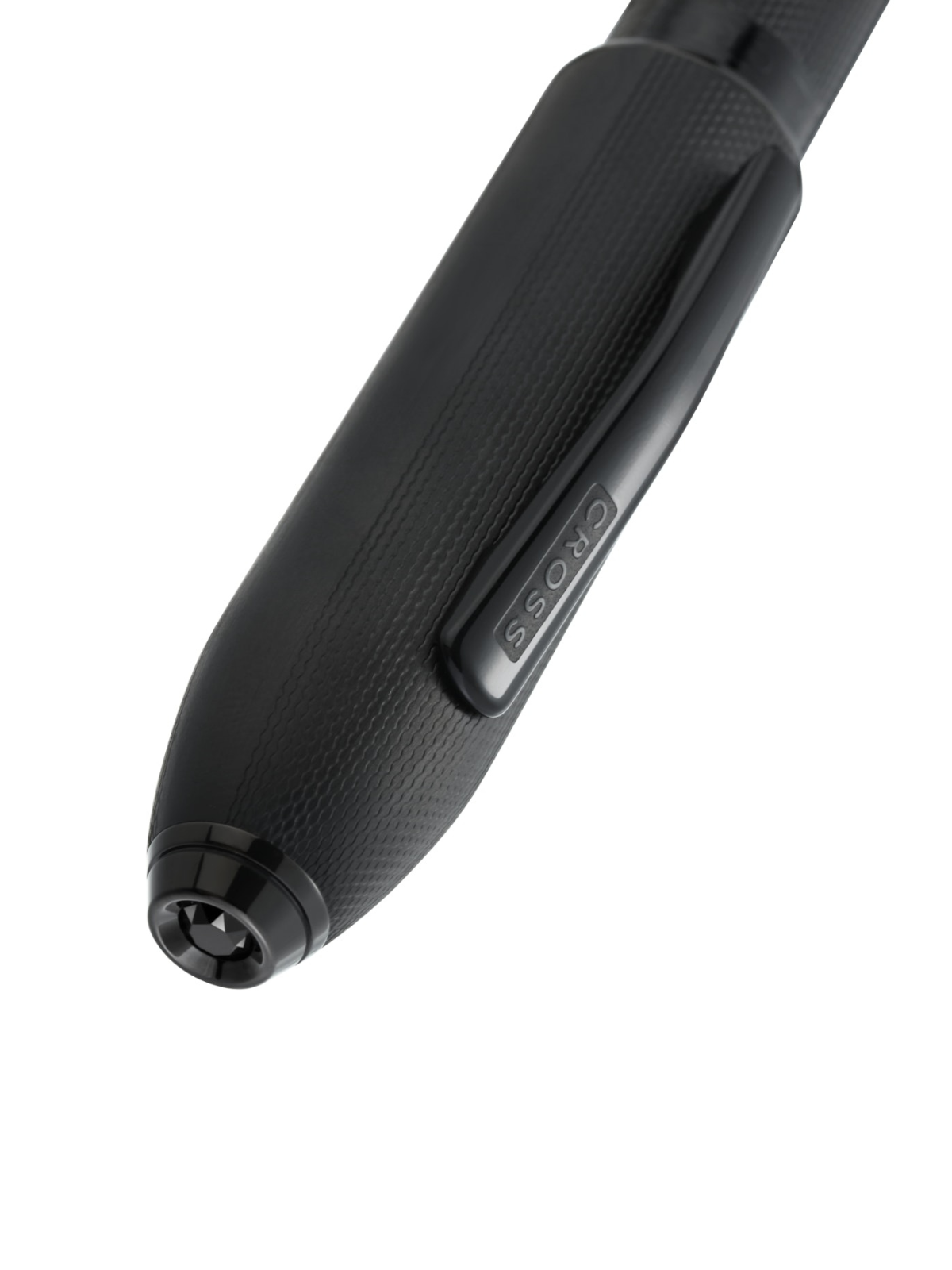 Peerless™ Polished Black PVD Engraved Diamond Pattern with Black PVD Appointments and Swarovski Crystal Rollerball Pen