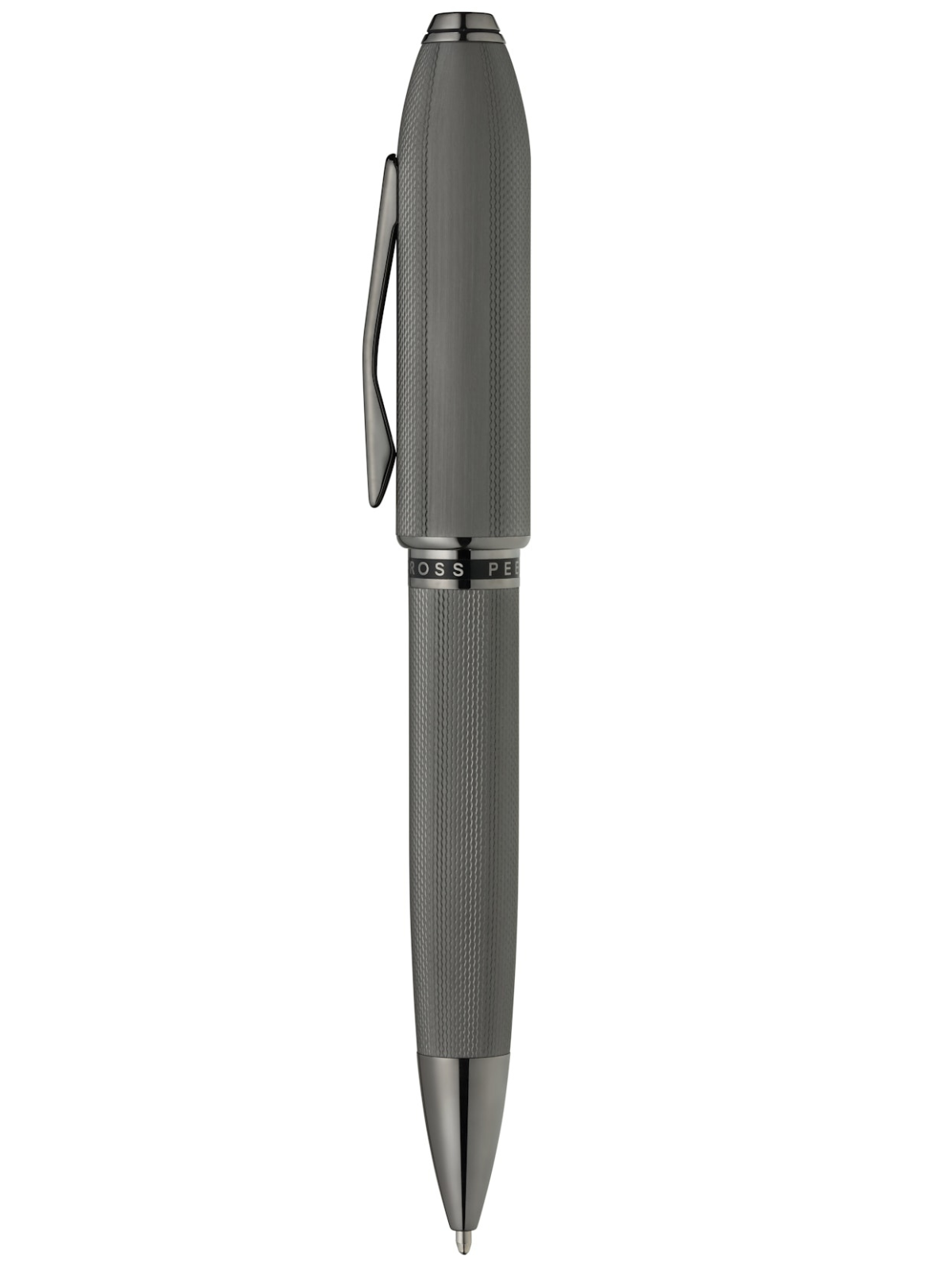 Peerless™ Polished Slate Gray Engraved Diamond Pattern with Slate Gray PVD Appointments and Swarovski Crystal Ballpoint Pen