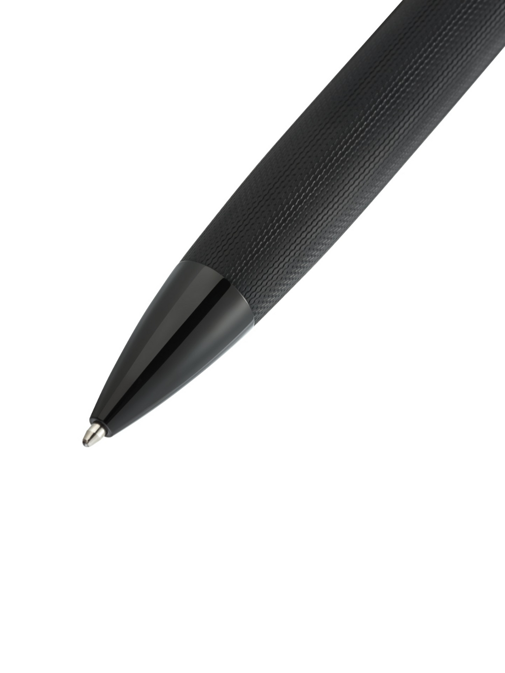 Peerless™ Polished Black PVD Engraved Diamond Pattern with Black PVD Appointments and Swarovski Crystal Ballpoint Pen