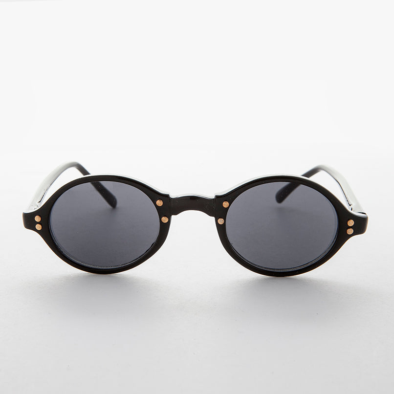 Small Oval Vintage Sunglass with Gold Studs - Harley