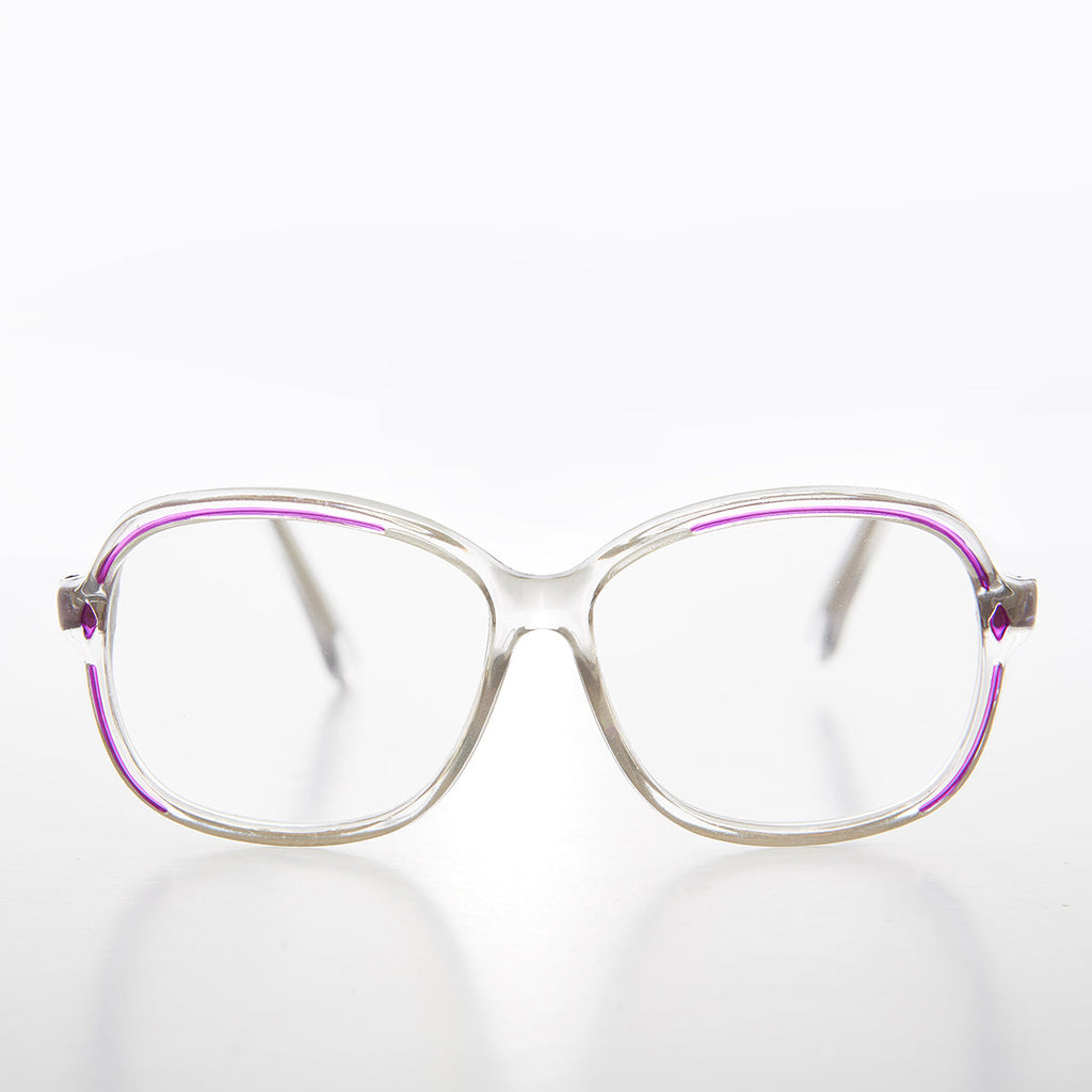 Clear Women's Retro Reading Glasses with Color Accents - Kara