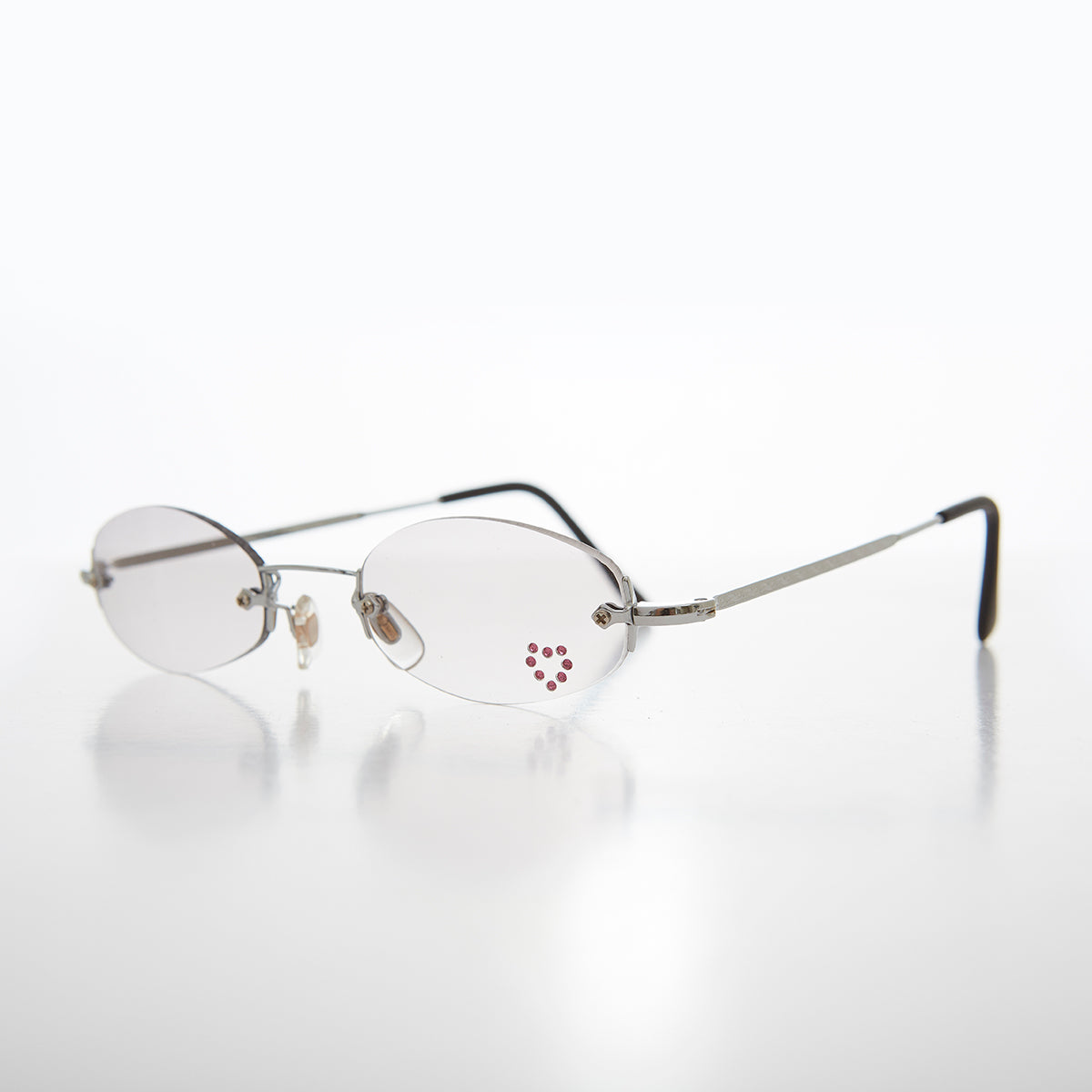 Micro Sunglass with Heart Rhinestone Accent - Primo