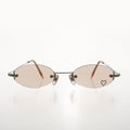 Micro Sunglass with Heart Rhinestone Accent - Primo