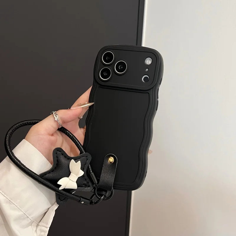 3D Wave Silicone Lanyard Case For iPhone