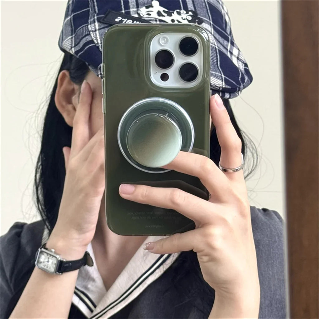 Simple Green Color Magnetic Phone Case For iPhone