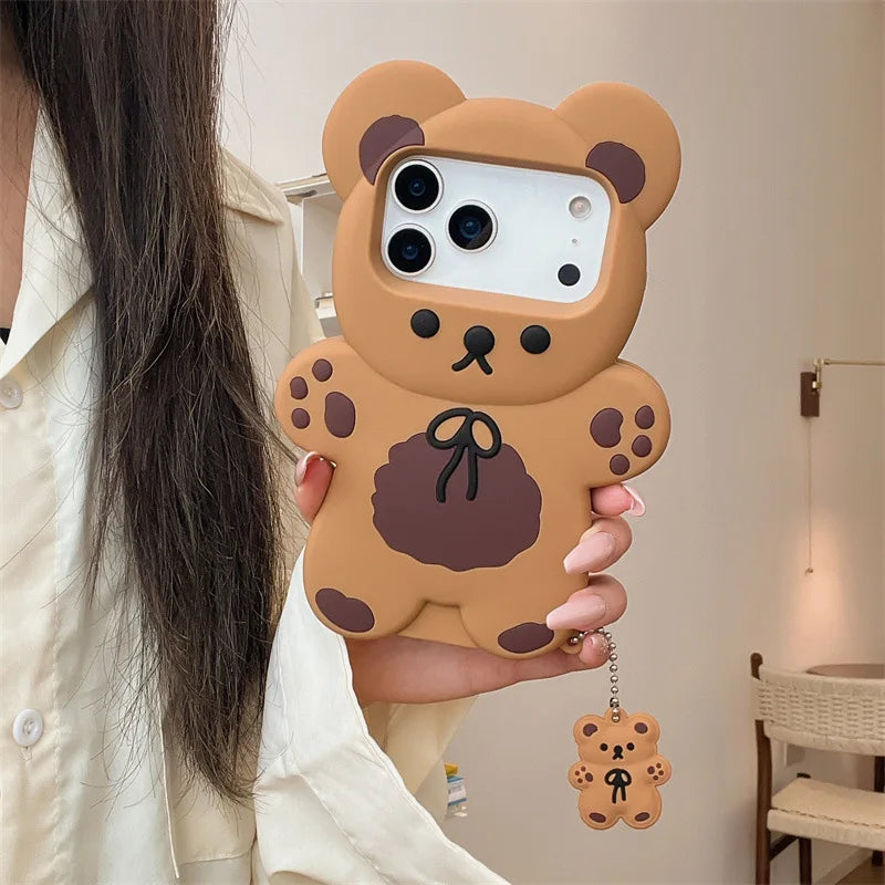 3D Cartoon Bear Soft Silicone Phone Case For iPhone