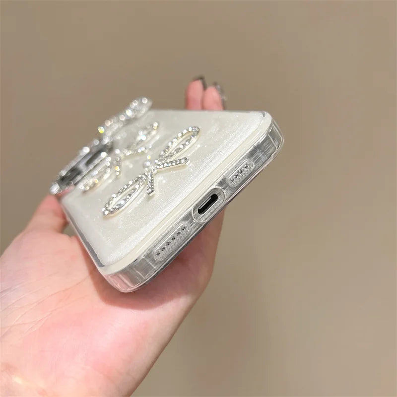 Korean Cute 3D Bowknot Glitter Diamond Bow Phone Case For iPhone