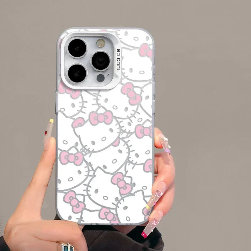 Kawaii Hello Kitty Phone Protective Case Miniso Anime Lovely Girl Good-Looking Full Screen Powder