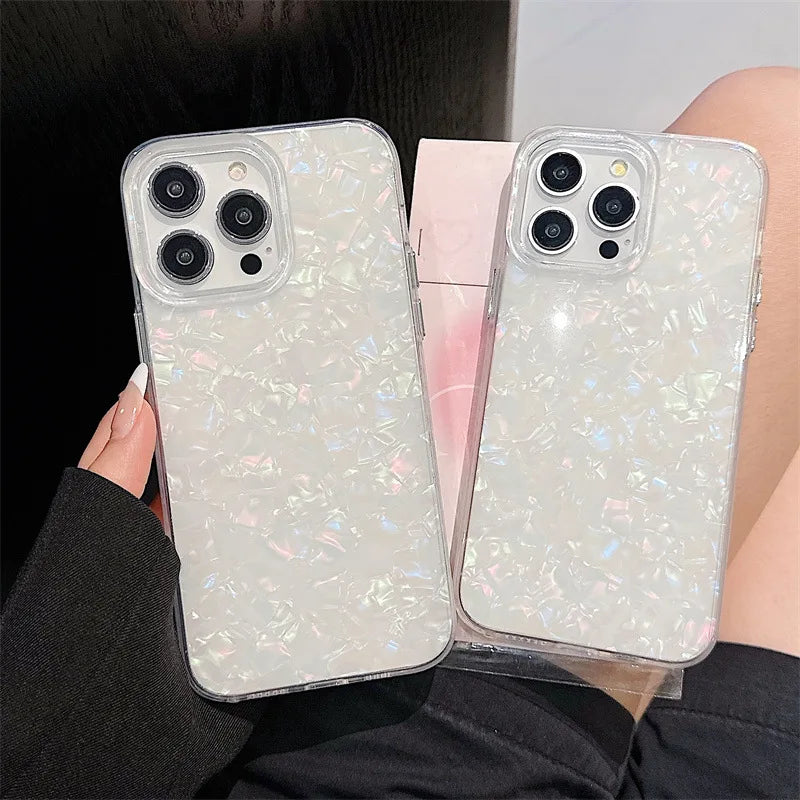 Luxury Solid Color Shell Pattern Phone Case For iPhone