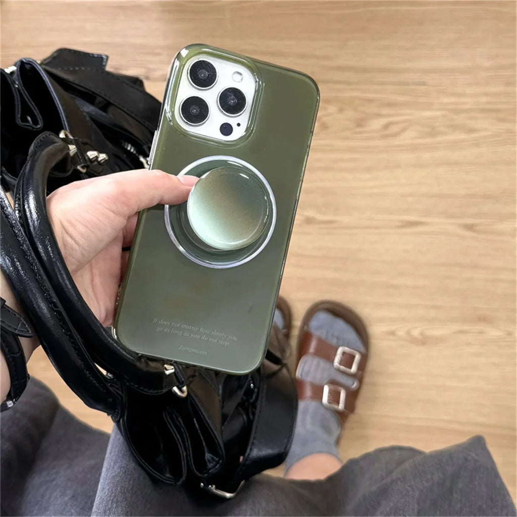 Simple Green Color Magnetic Phone Case For iPhone