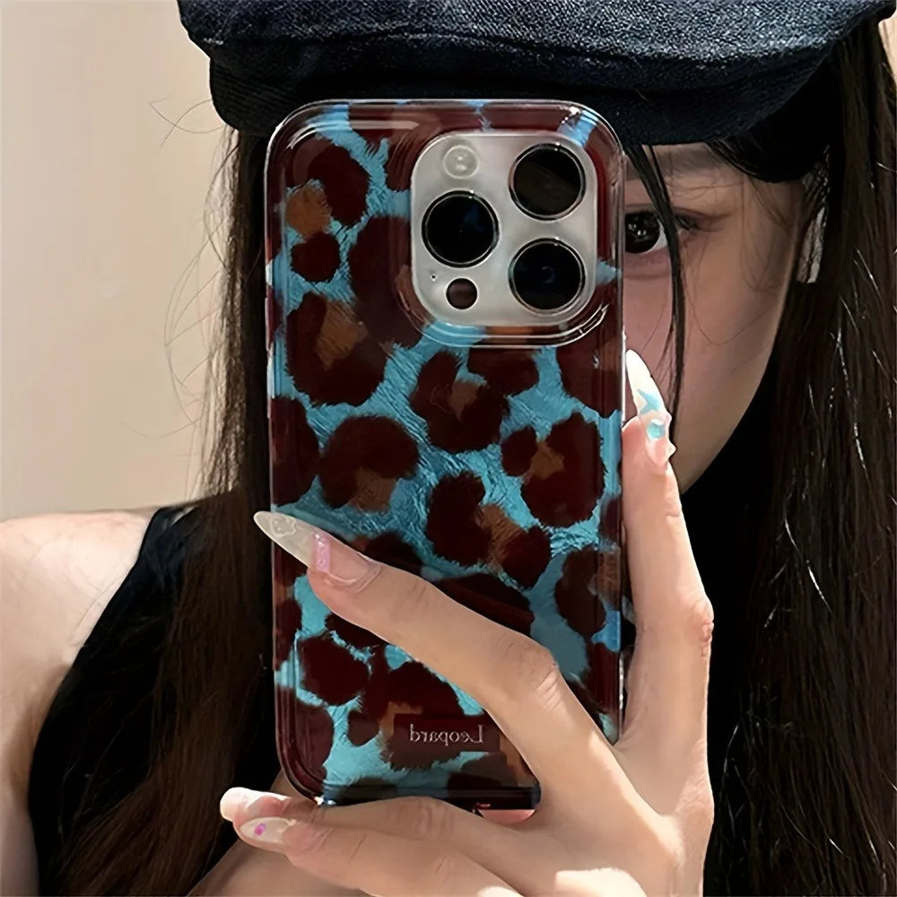 Simple Fashion Smudge Leopard Print Soft Phone Case For iPhone