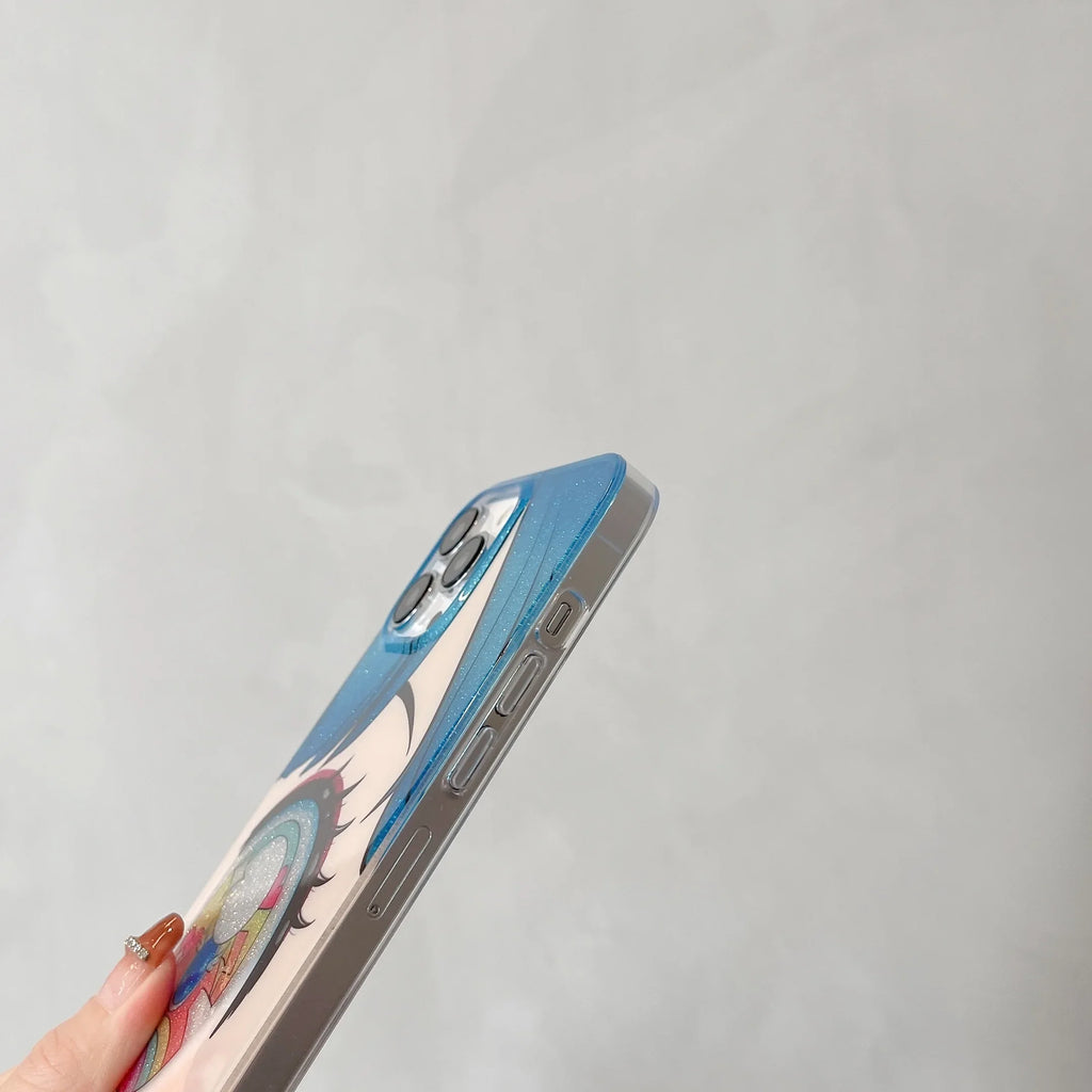 Cartoon Anime Iridescent Shinning Eyes Double Layers Phone Case
