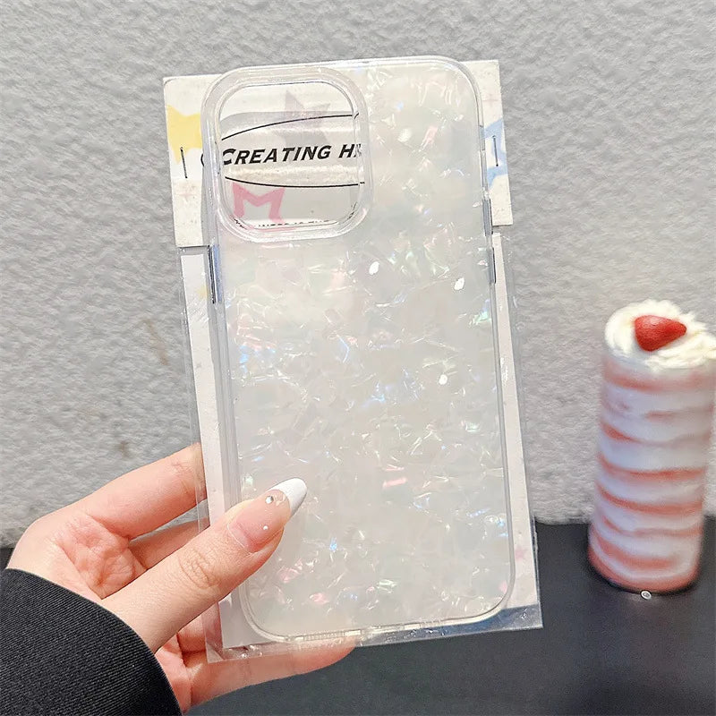 Luxury Solid Color Shell Pattern Phone Case For iPhone