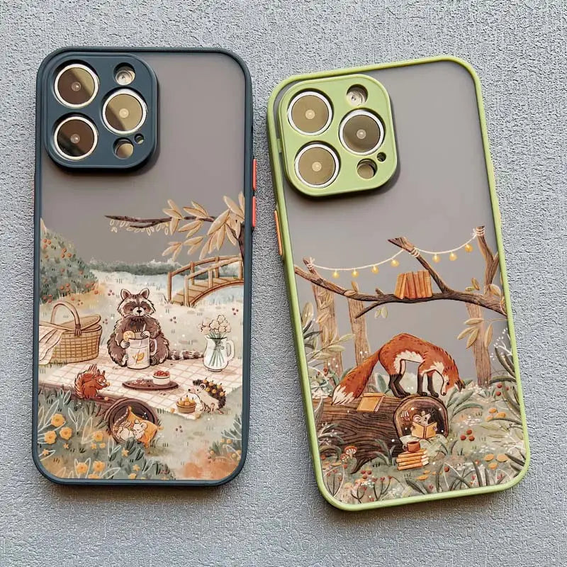 Cartoon Animal Bear Fox Squirrel Phone Case For iPhone