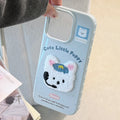 Cute Cartoon 3D Plush Embroidered Puppy Kitten Soft Phone Case For iPhone