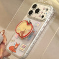 Cartoon Deer Graffiti Apple Quicksand Shake Bracket Phone Case For iPhone