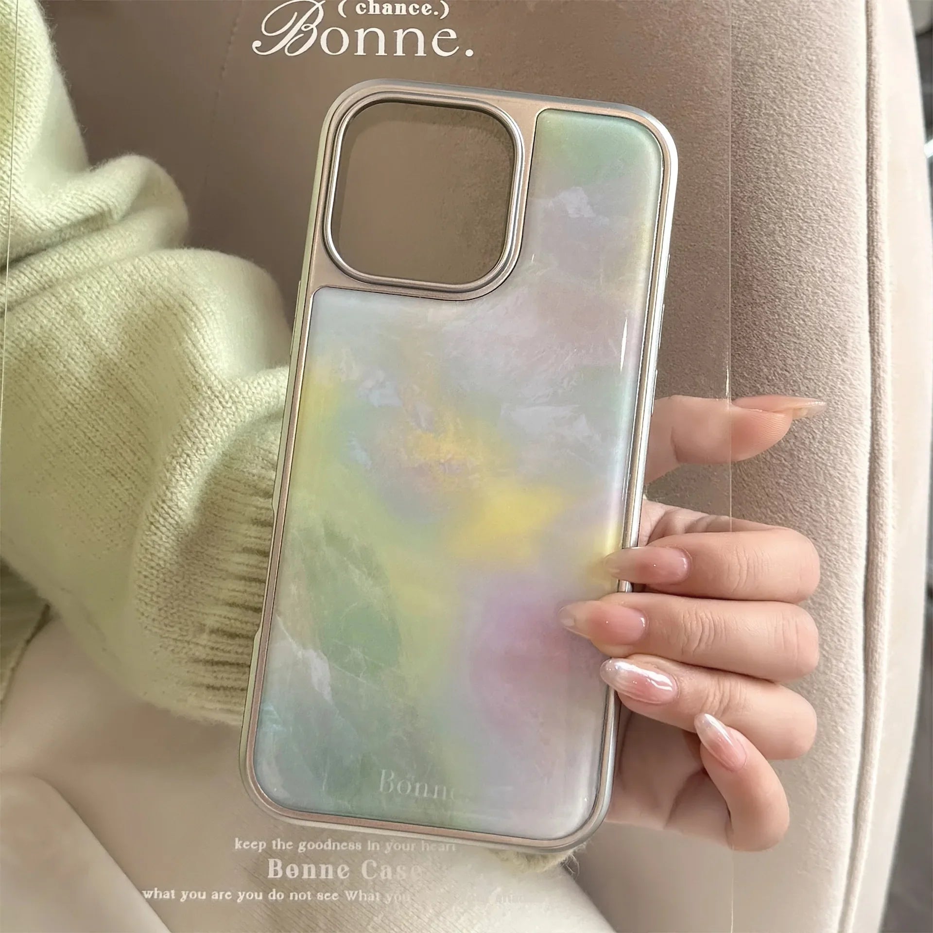 Luxury Gradient Marble Pattern Drop Glue Phone Case For iPhone
