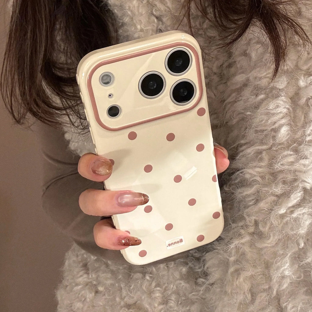 Korean Full Screen Polka Dots Soft Phone Case For iPhone