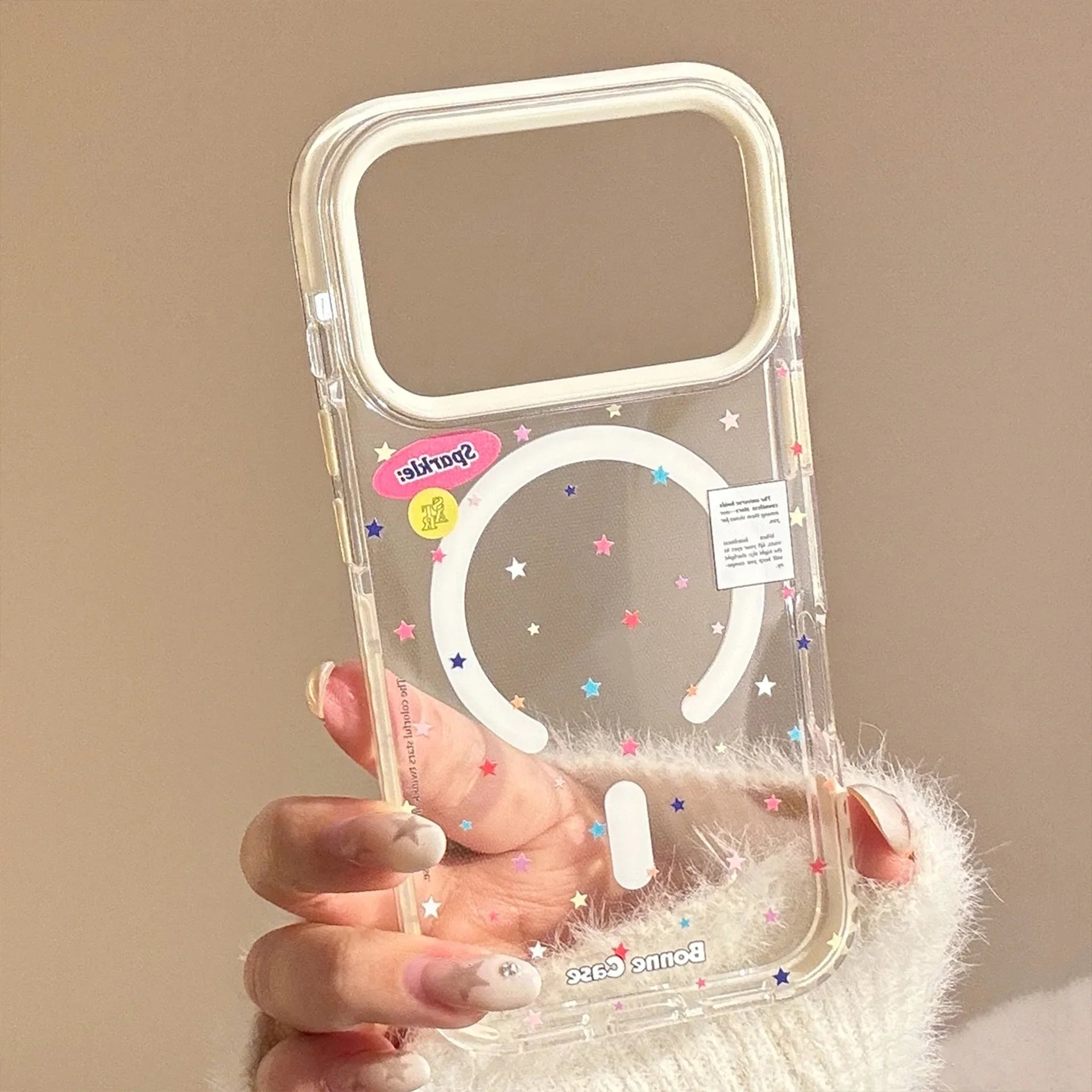 Korean Colorful Stars With Love Heart Bracket Magnetic Phone Case For iPhone