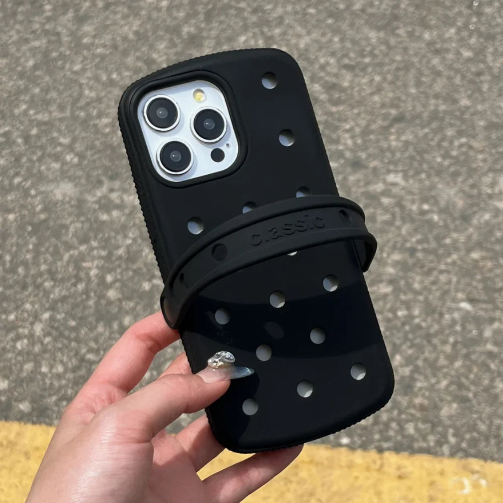 Creative Slipperas Diy For Crocs Charms Silicone Case Breathable, Shockproof , Soft Cover For iPhone