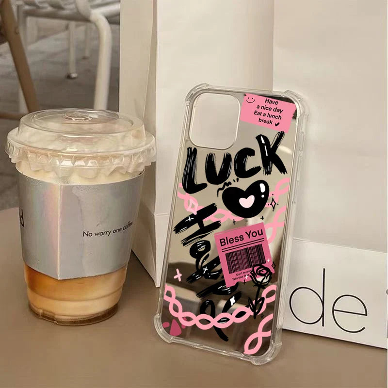 Lucky Love Pattern Mirror Acrylic Phone Case