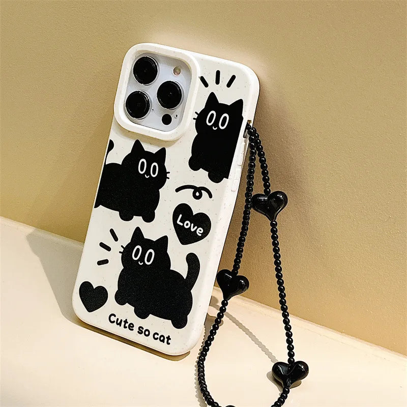 Cartoon Black Cat Phone Case