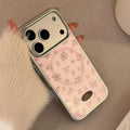 Korean Full Screen Flowers Silver Edge Plating Magnetic Bracket Phone Case For iPhone