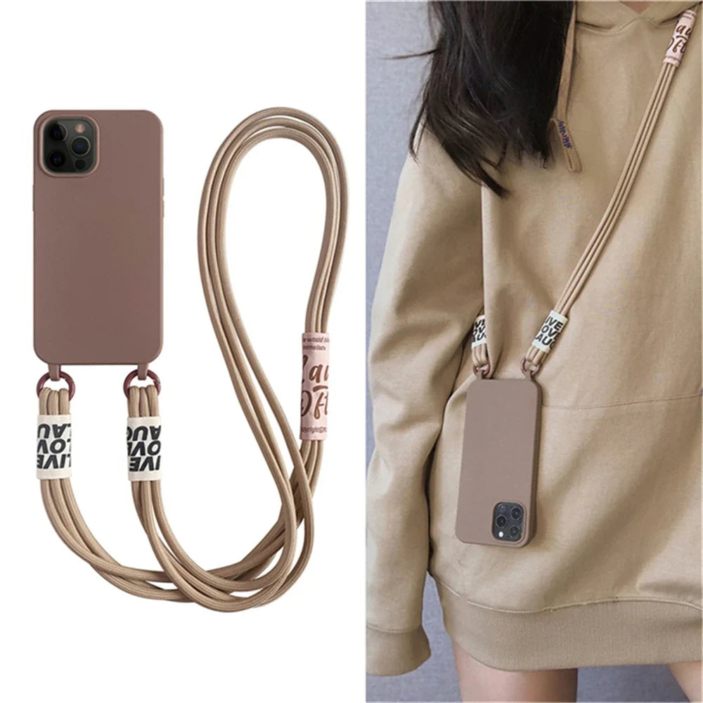 Cord Strap Lanyard Siliocne Phone Case For iPhone