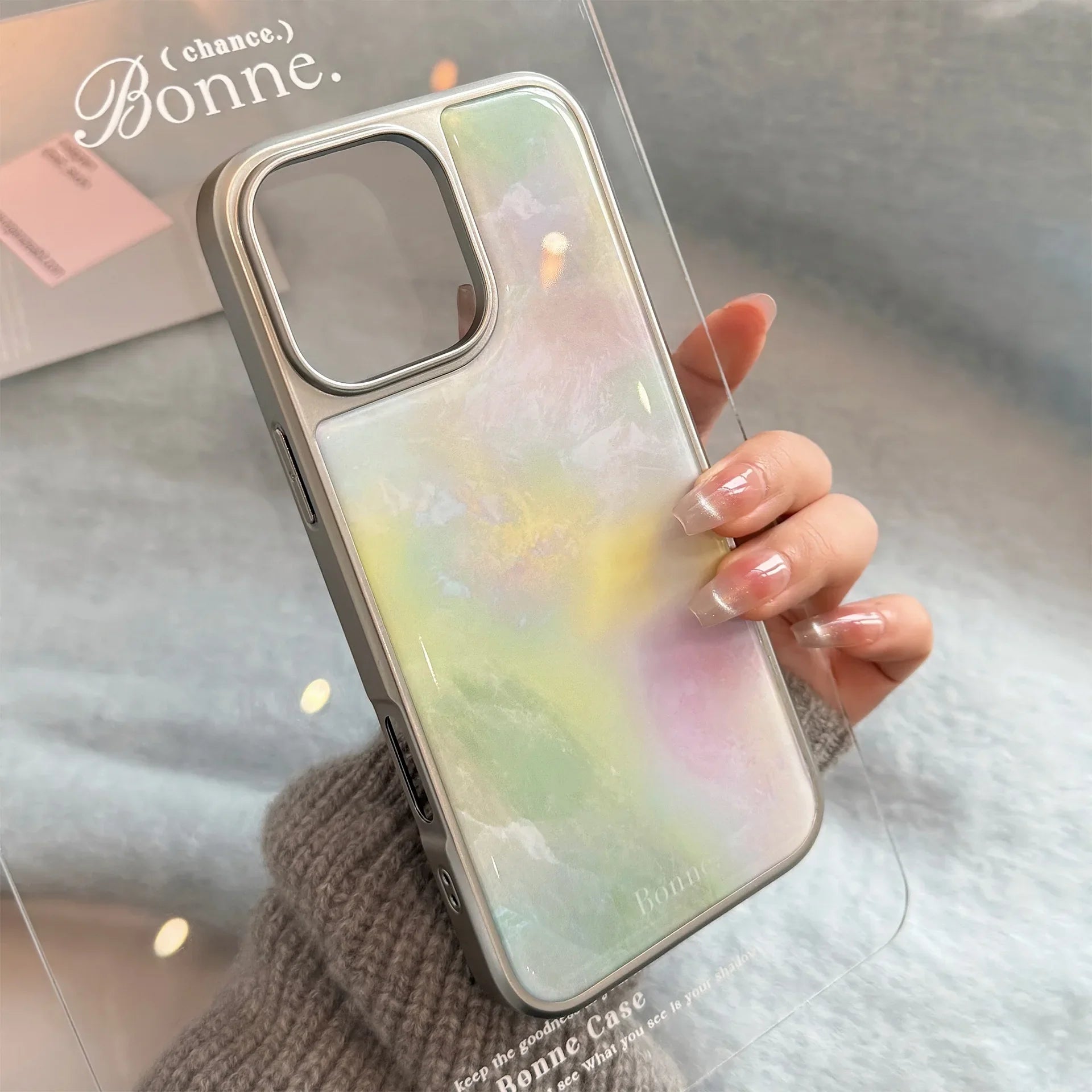 Luxury Gradient Marble Pattern Drop Glue Phone Case For iPhone