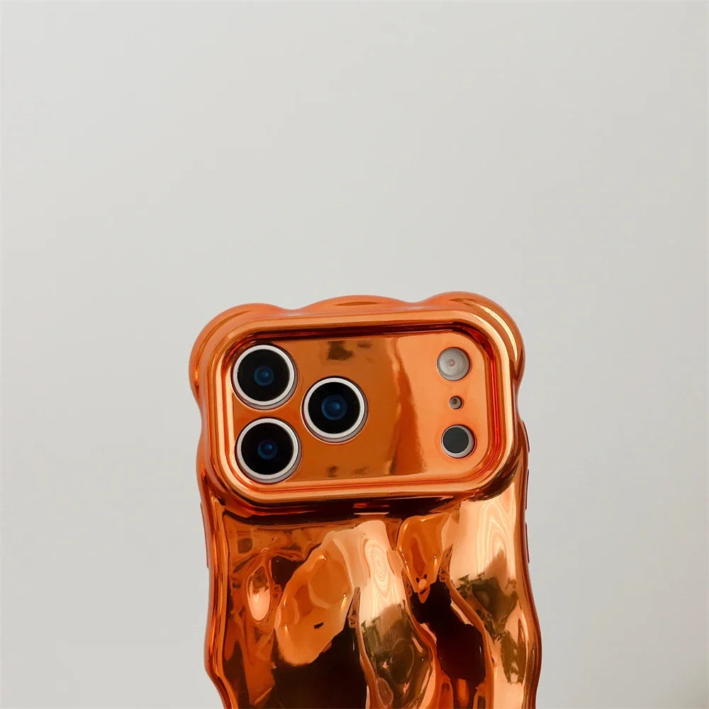 Luxury Plating Wrinkle Wavy Curly Case For iPhone