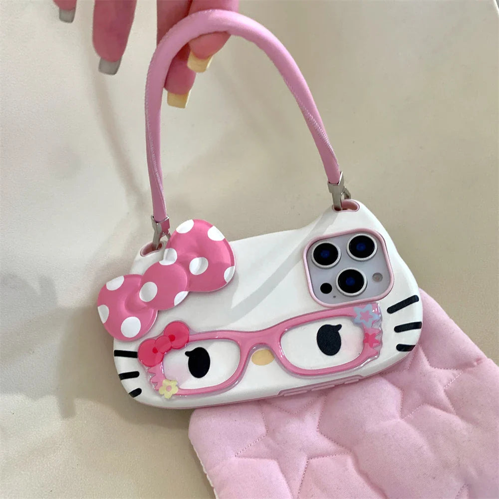 Hello Kitty Glasses Cute Pink Bow Lovely Phone Case