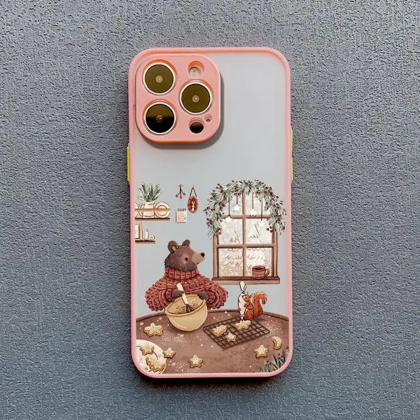 Cartoon Animal Bear Fox Squirrel Phone Case For iPhone