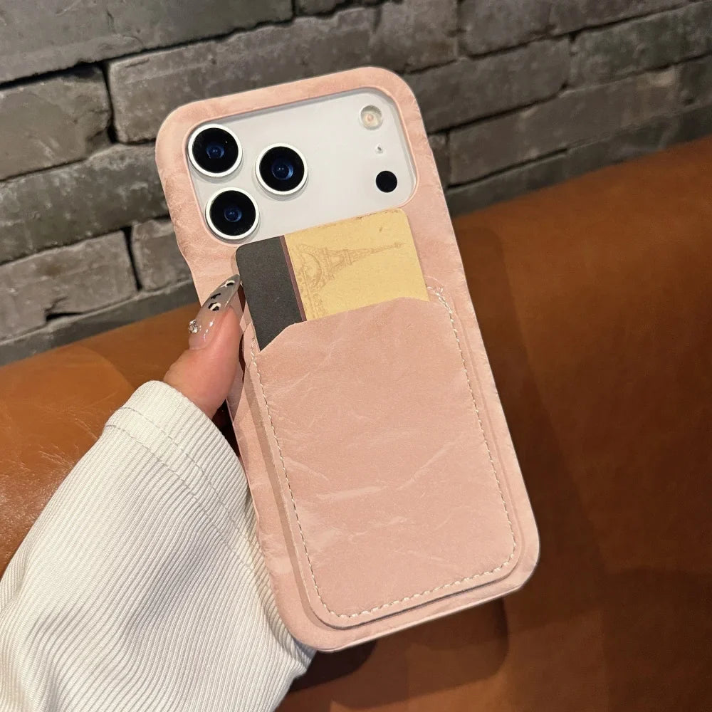 Luxury Velvet Fabric Slot Card Wallet Case For iPhone