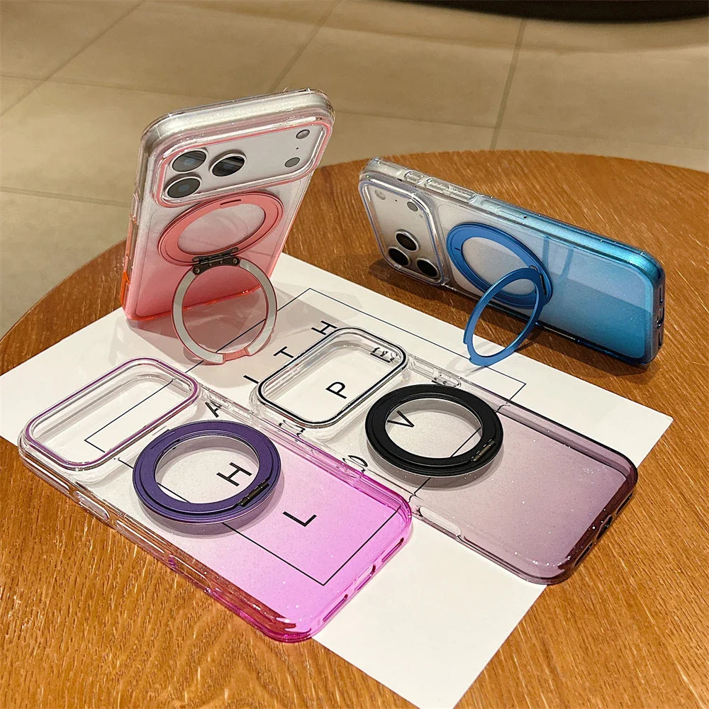 Transparent 360°Rotating Metal Holder Ring Bracket For Magsafe Magnetic Case For iPhone
