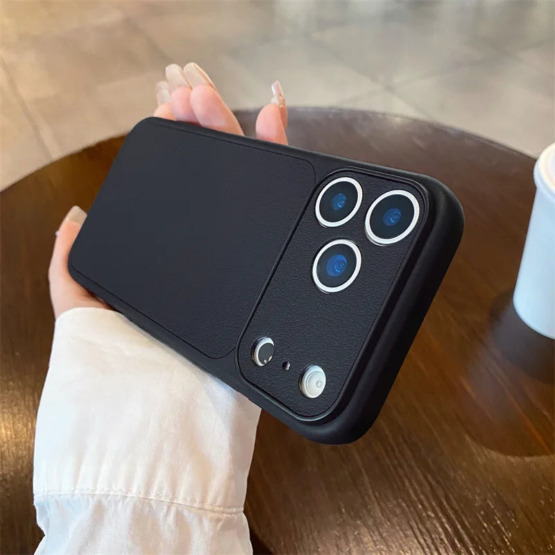 Luxury Solid Colors Lichee Leather Texture Phone Case For iPhone