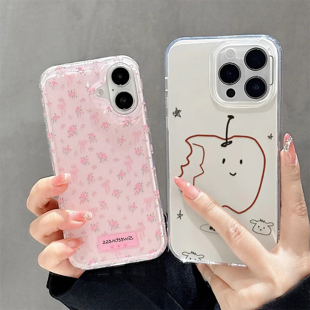Ins Style Line Fruit Silicone Phone Case For iPhone