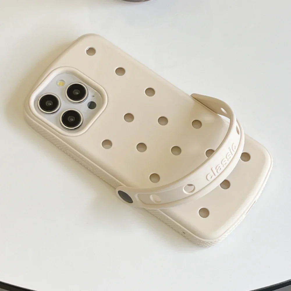 Creative Slipperas Diy For Crocs Charms Silicone Case Breathable, Shockproof , Soft Cover For iPhone
