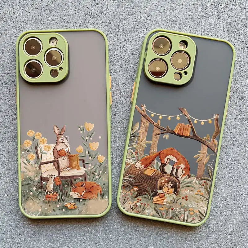 Cartoon Animal Bear Fox Squirrel Phone Case For iPhone