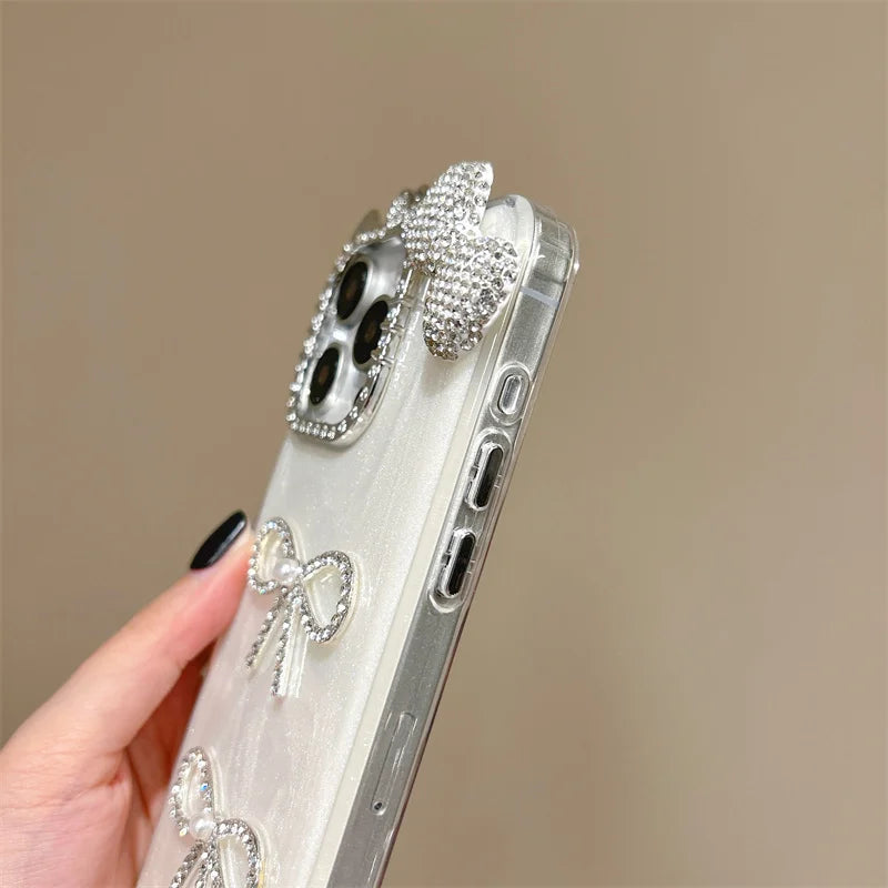 Korean Cute 3D Bowknot Glitter Diamond Bow Phone Case For iPhone
